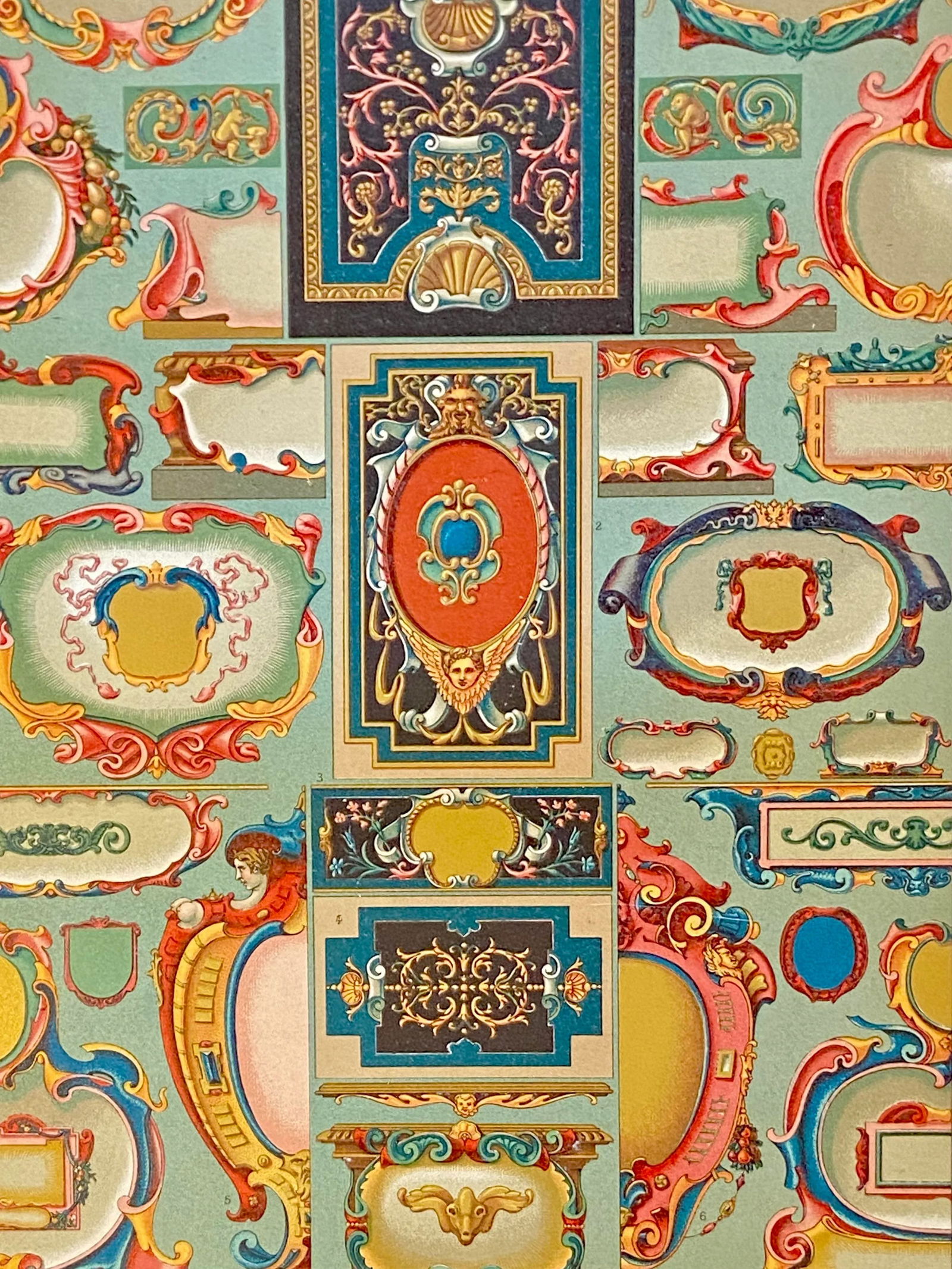 1870 French Decorator Print, XVII Siecle, Auguste Racinet - 3