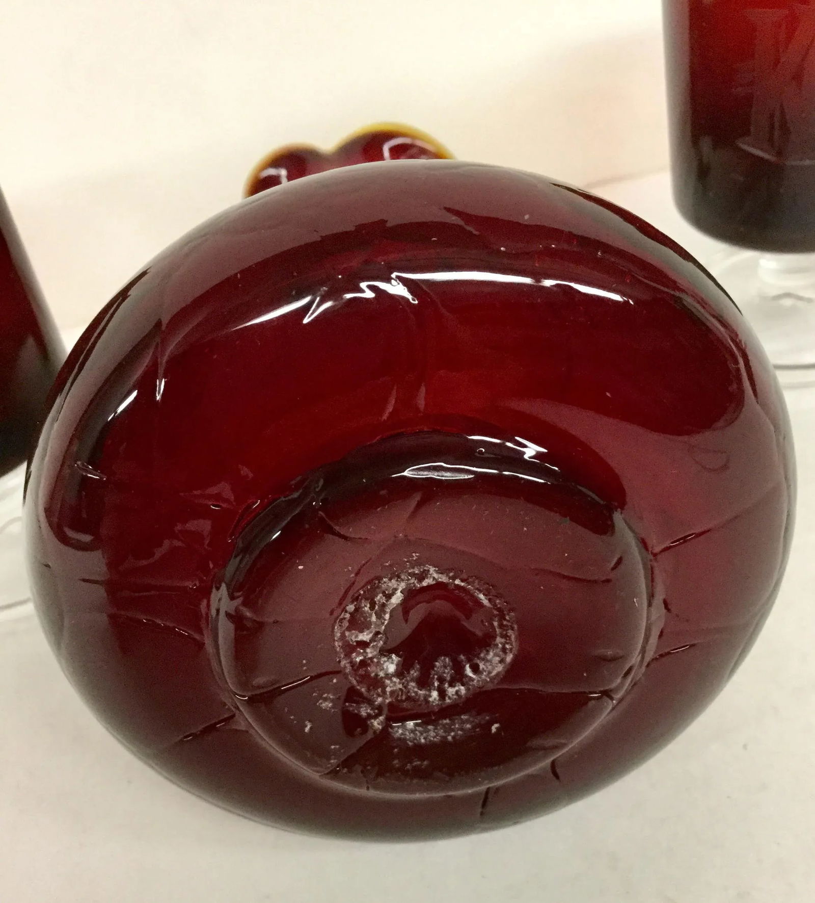 Vintage Cranberry Pitcher & Glasses - Set of 3 - 6