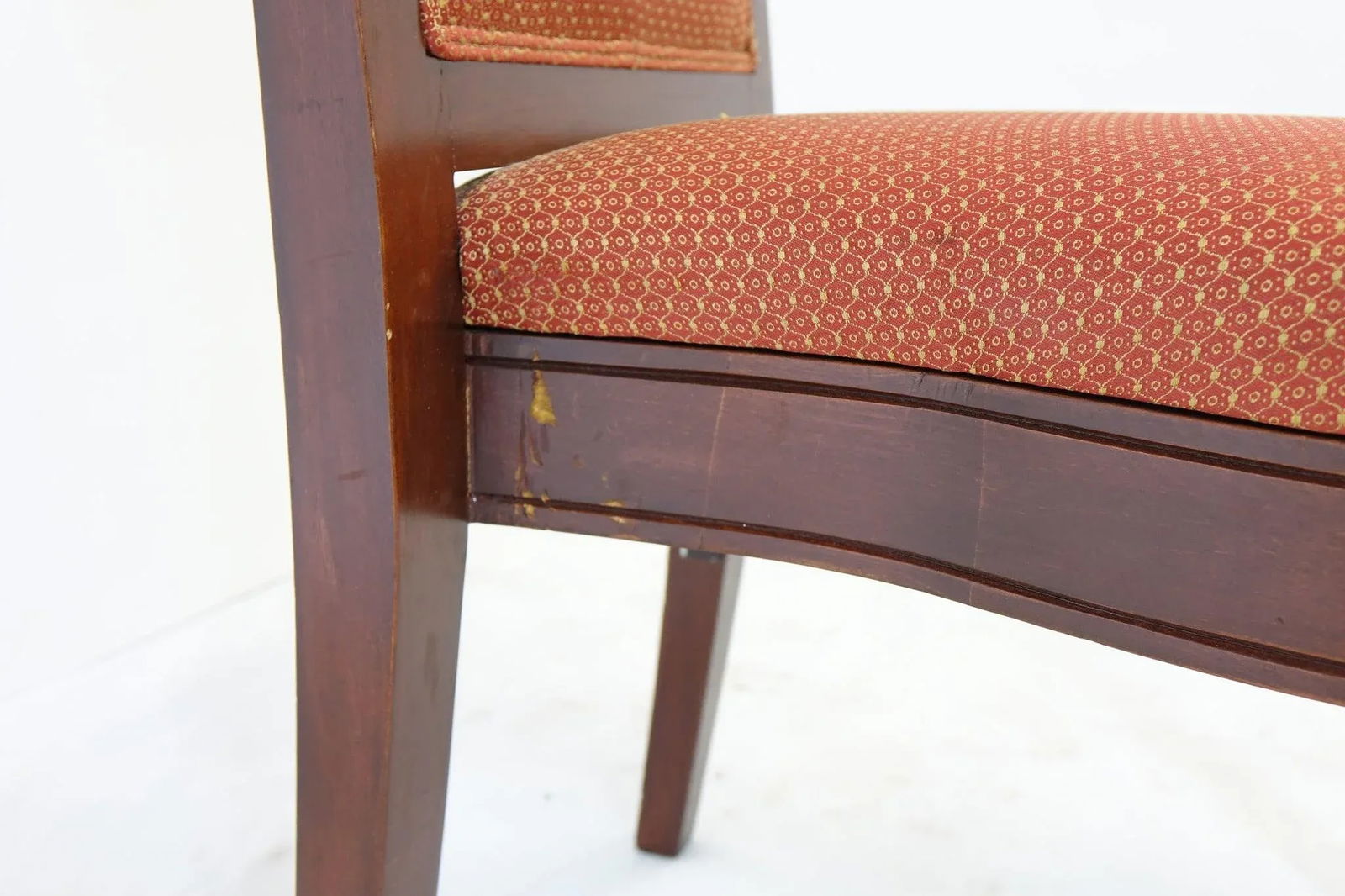 Vintage Mahogany Chair With Fabric Upholstery - 3