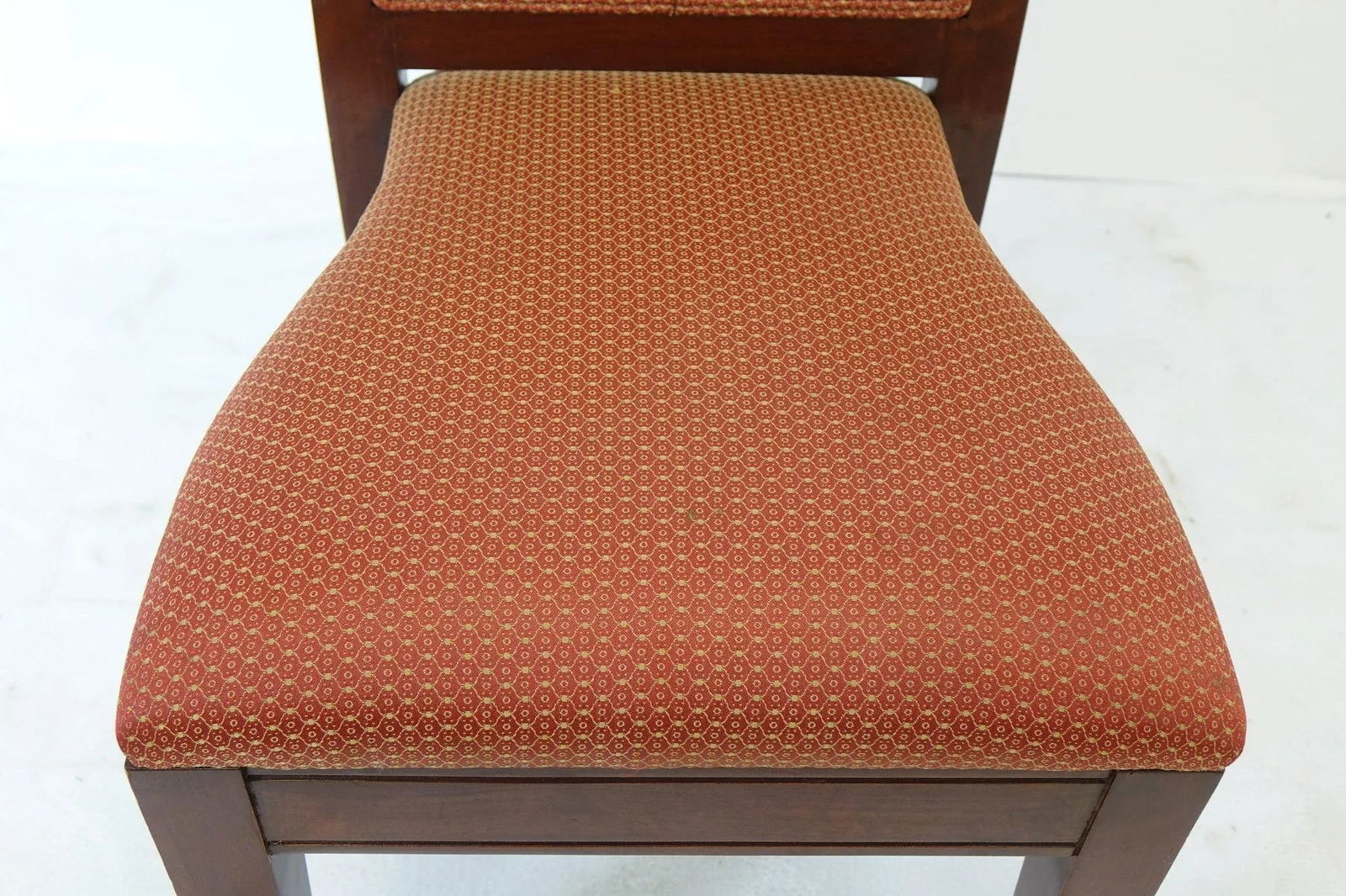 Vintage Mahogany Chair With Fabric Upholstery - 4
