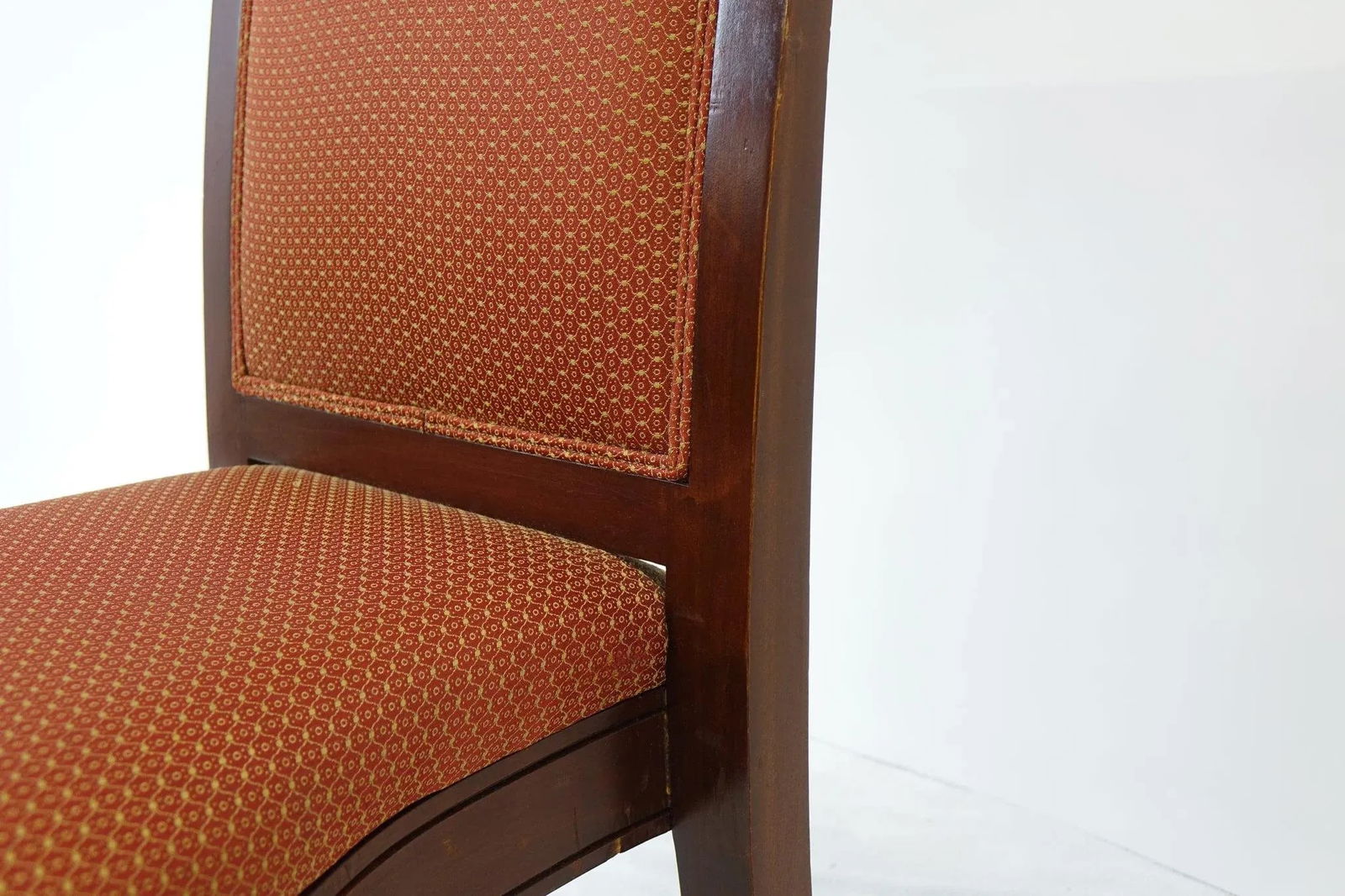 Vintage Mahogany Chair With Fabric Upholstery - 7