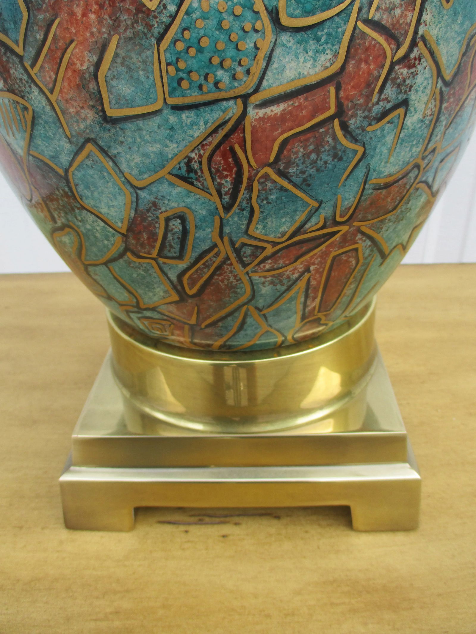 Vintage 1980's Frederick Cooper Ginger Jar Lamp With Brass Base -Original Shade - 10