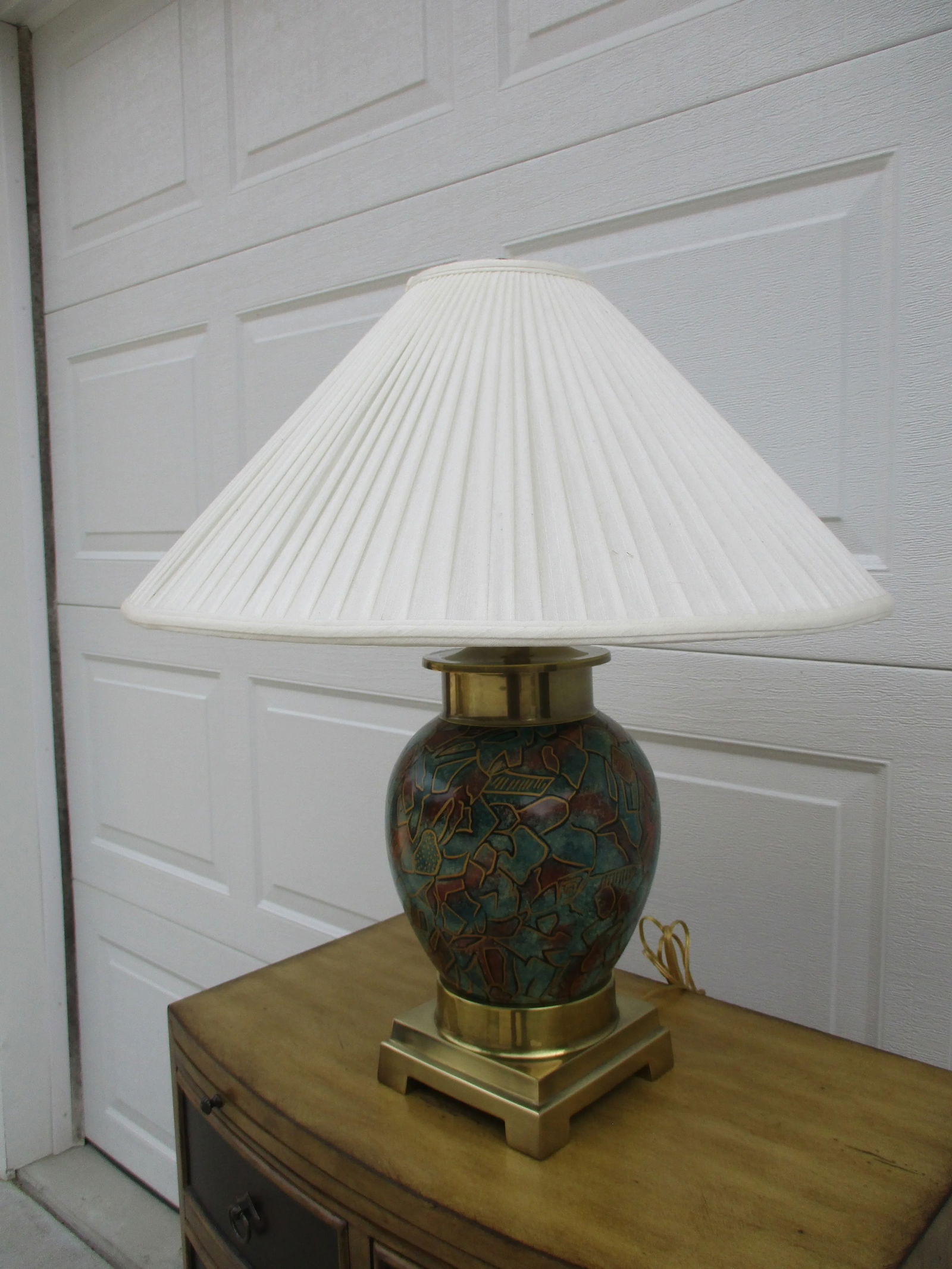 Vintage 1980's Frederick Cooper Ginger Jar Lamp With Brass Base -Original Shade - 6