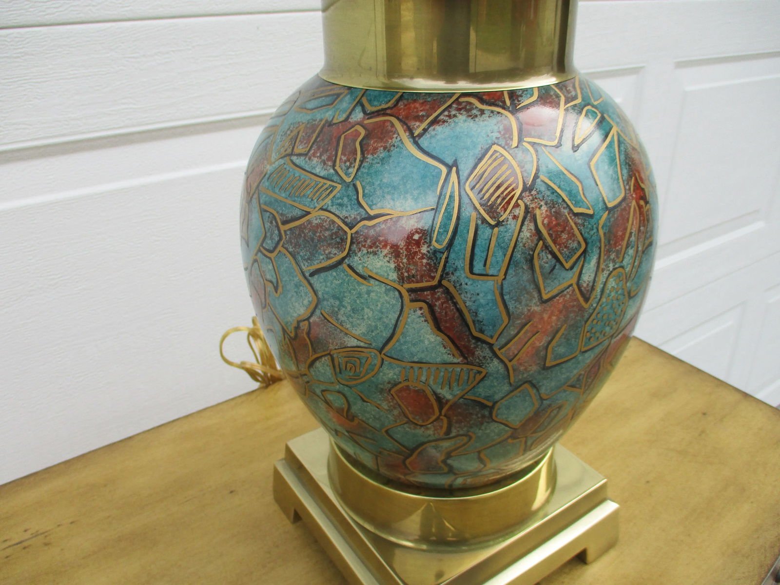 Vintage 1980's Frederick Cooper Ginger Jar Lamp With Brass Base -Original Shade - 7