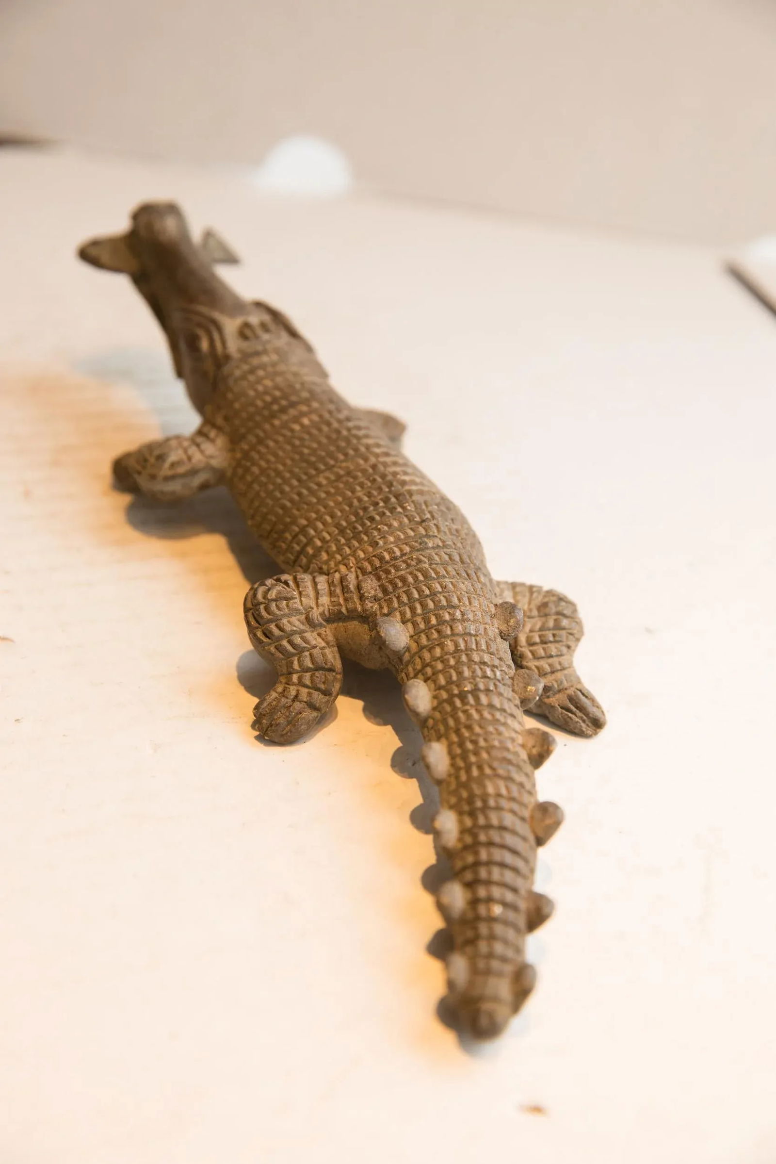 Vintage African Crocodile With Fish Sculpture - 2