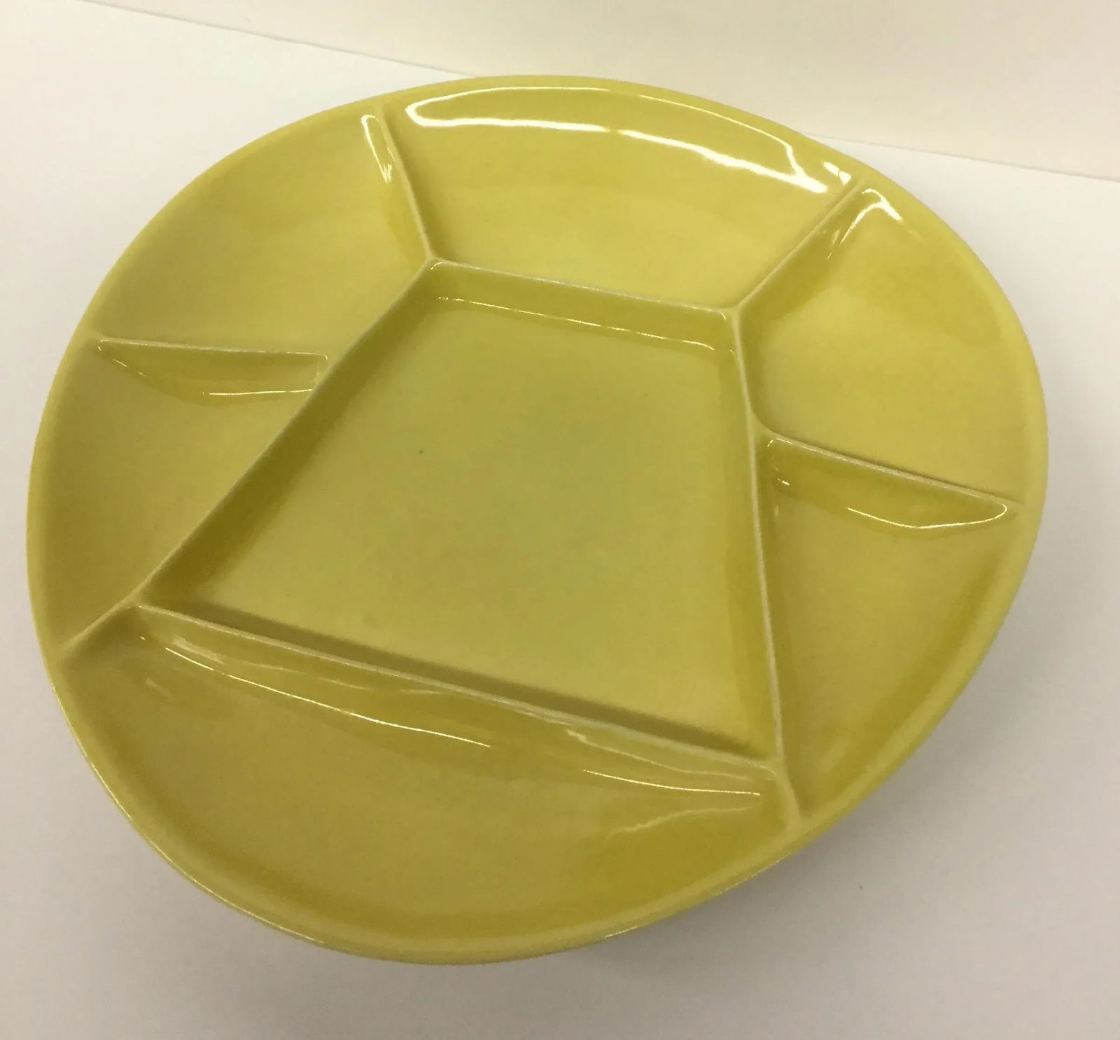 Mid-Century Modern Mustard Green Divided Plate - 3