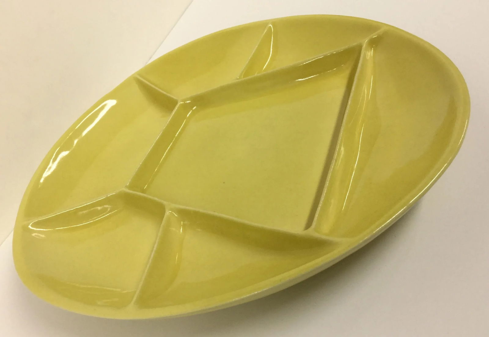 Mid-Century Modern Mustard Green Divided Plate - 4
