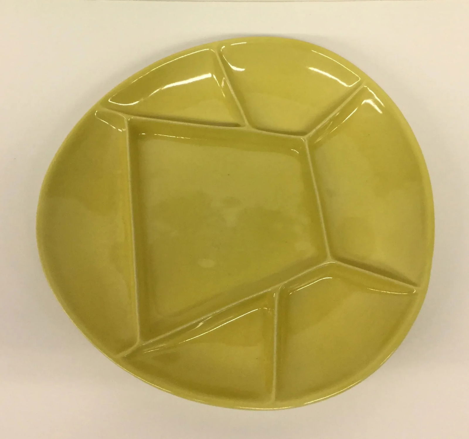 Mid-Century Modern Mustard Green Divided Plate - 6