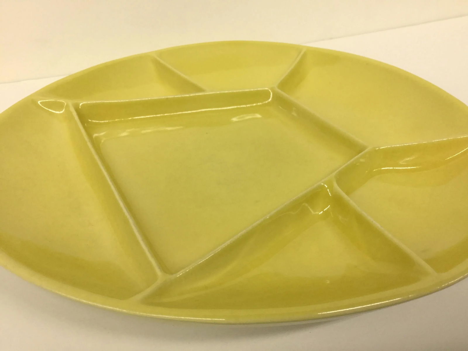 Mid-Century Modern Mustard Green Divided Plate - 7