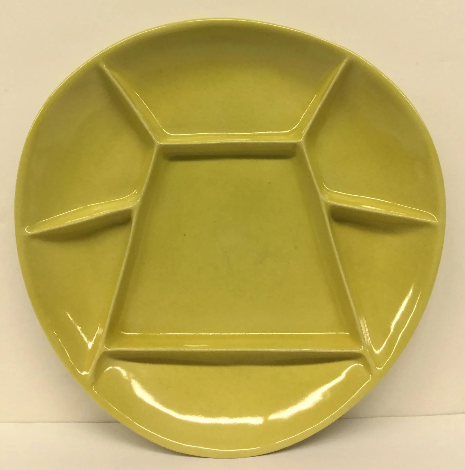 Mid-Century Modern Mustard Green Divided Plate - 8