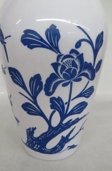 Anchor Hocking Blue Birds Cherry Blossoms Milk Glass Vase - 9