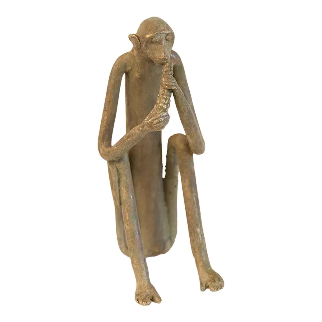 Vintage African Sitting Monkey Eating Sculpture (1 of 8)