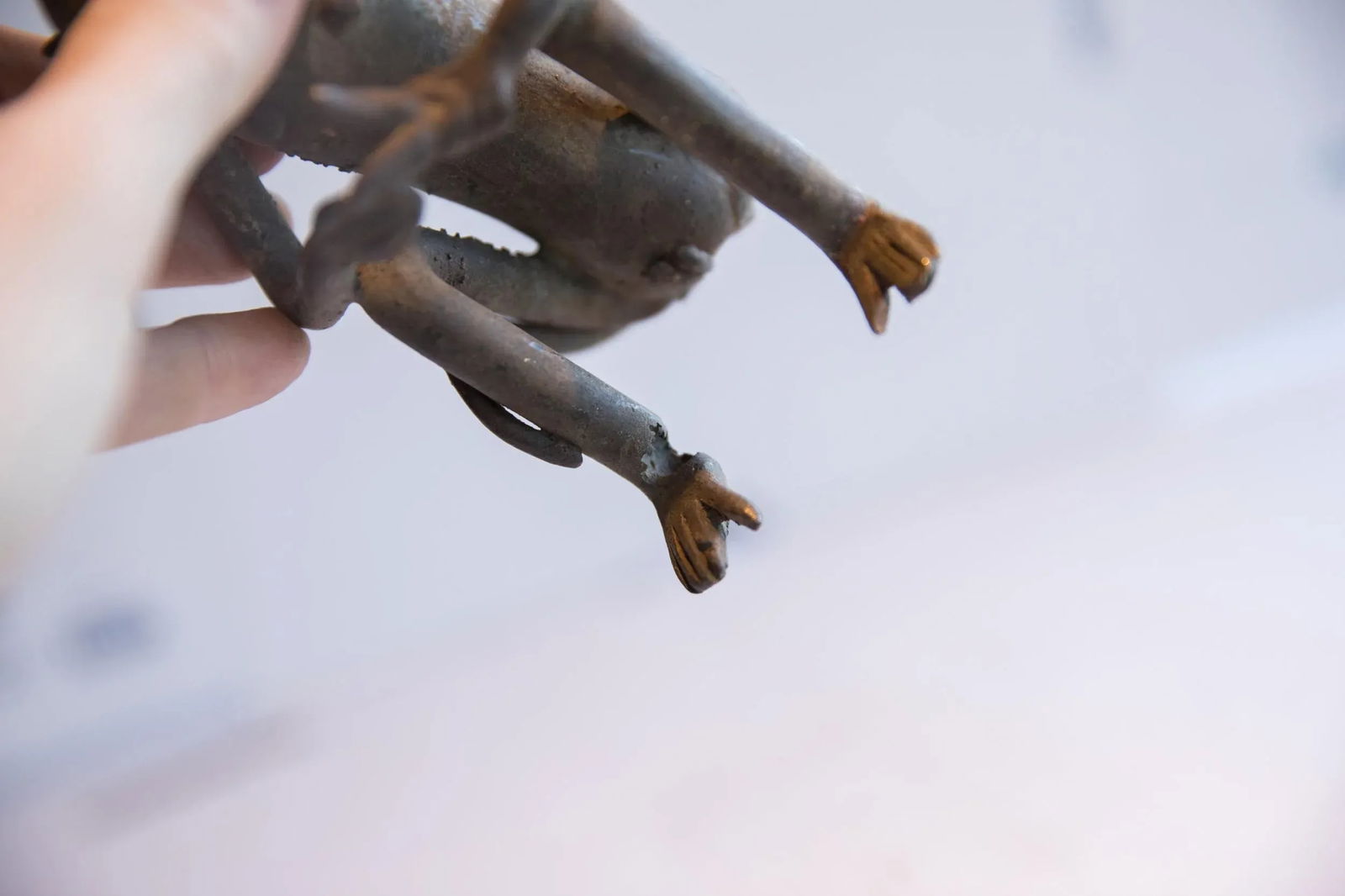 Vintage African Sitting Monkey With Banana Sculpture - 5