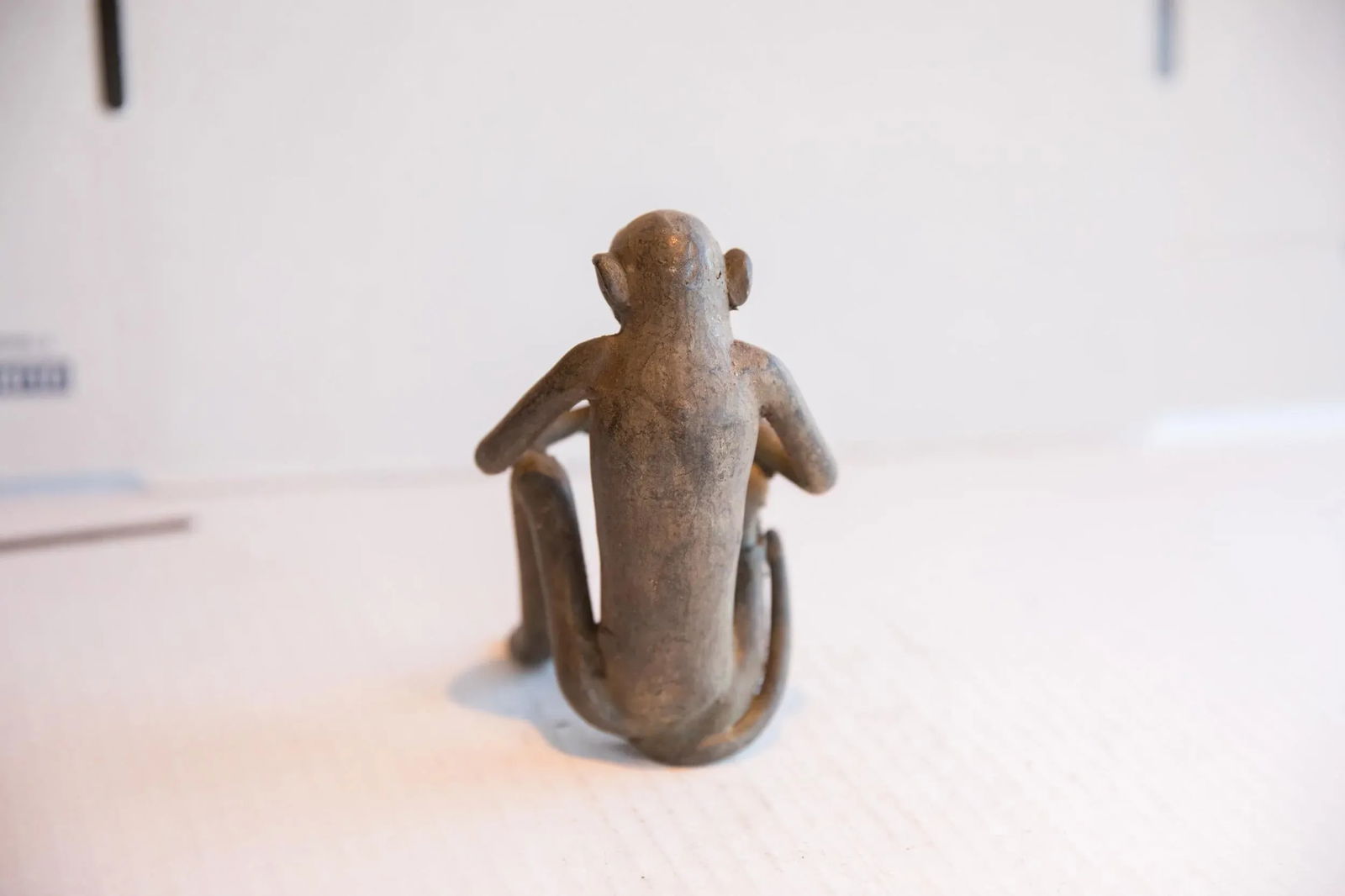 Vintage African Sitting Monkey With Banana Sculpture - 7
