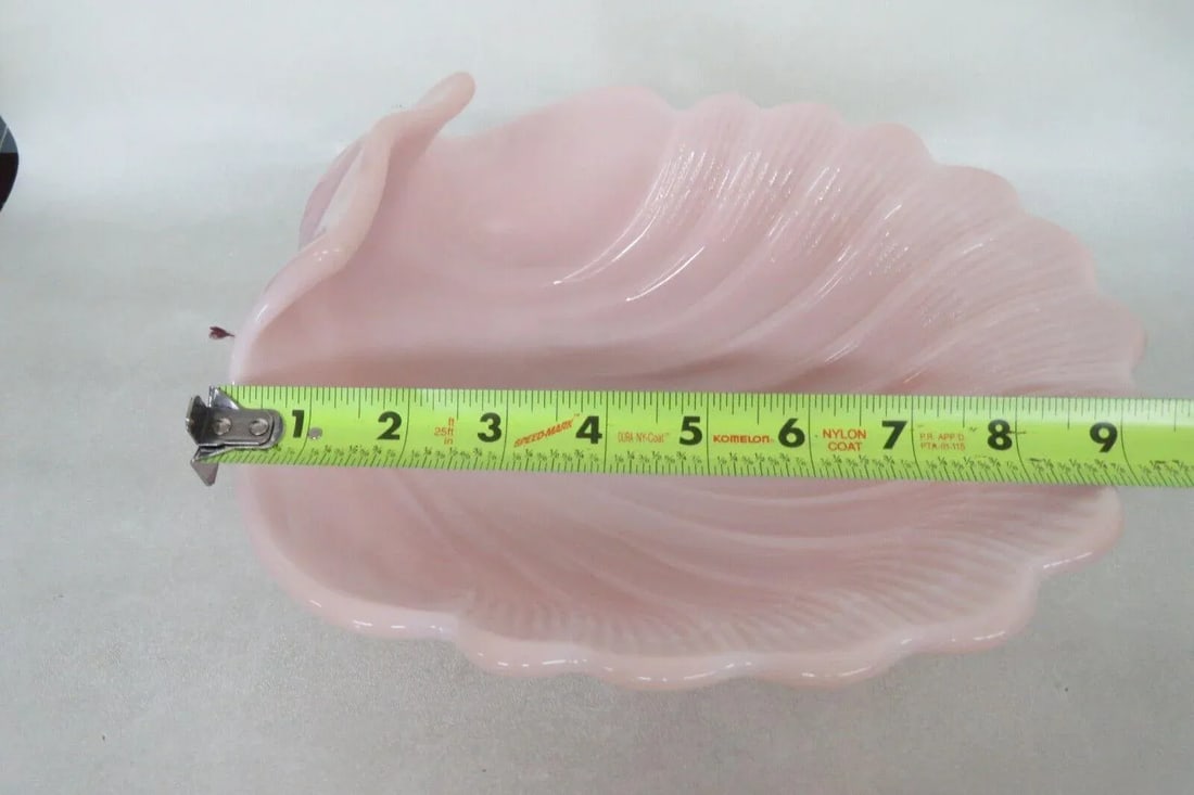 Cambridge Crown Tuscan Style Pink Milk Glass Sea Shell Large Footed Bowl - 4