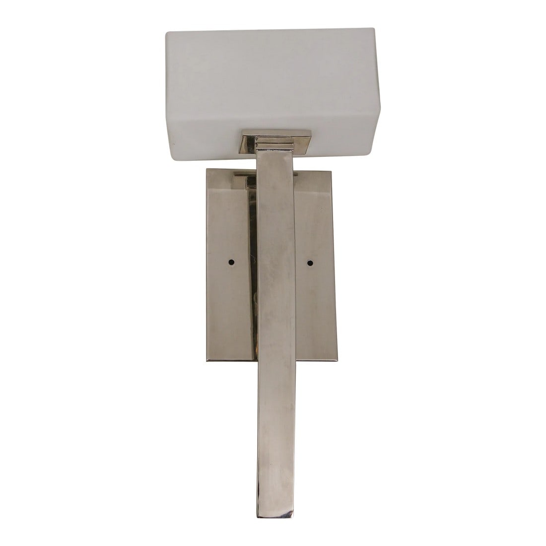 Modern Design Chrome Finish Wall Mount Light Fixture: Age: Approx: 20 Years Old Details: White Glass Shade Polished Chrome Finish Never Used Offered @ Fraction Original Retail Cost Condition: Excellent Original Finish & Condition Size: 7.5w x 5d x 17h <b