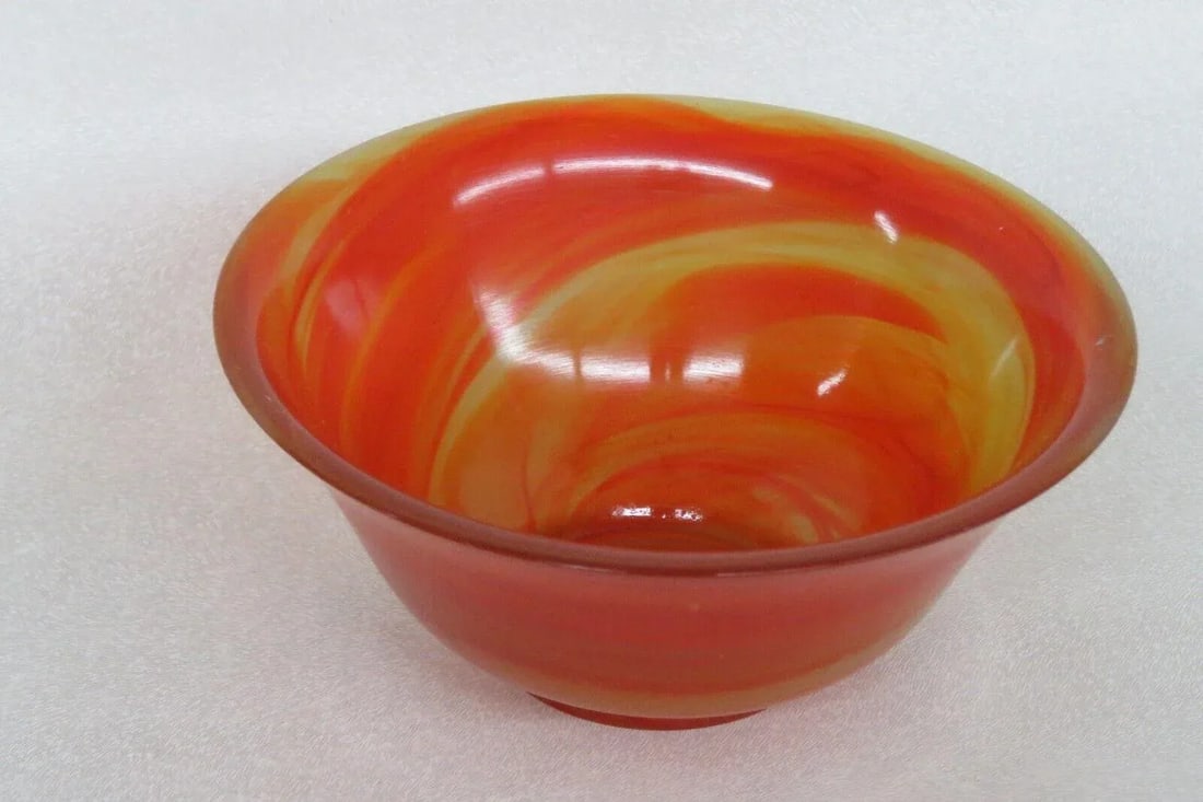 Vintage Art Glass Amberina Orange and Yellow Small Bowl - 10