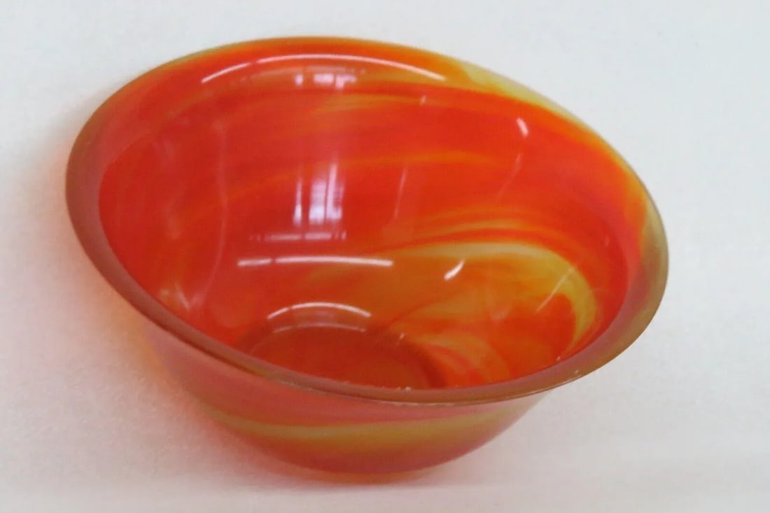 Vintage Art Glass Amberina Orange and Yellow Small Bowl - 11