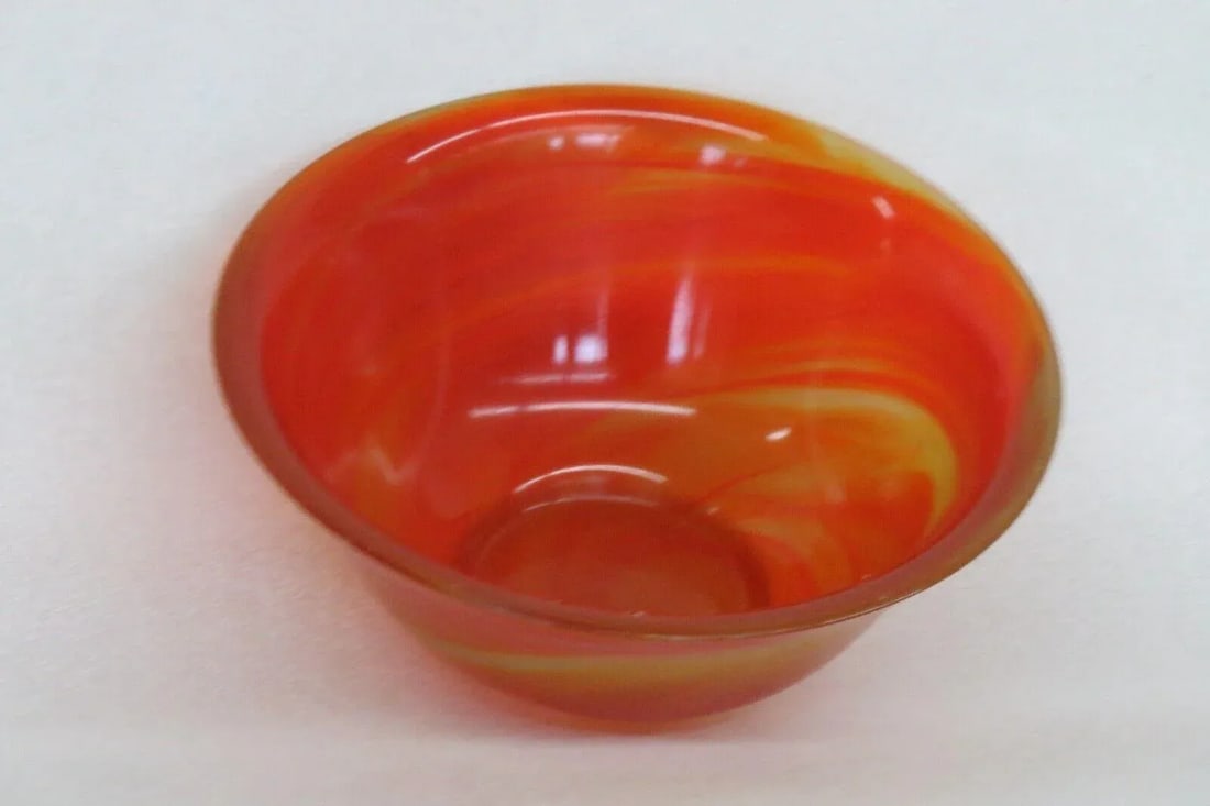 Vintage Art Glass Amberina Orange and Yellow Small Bowl - 2