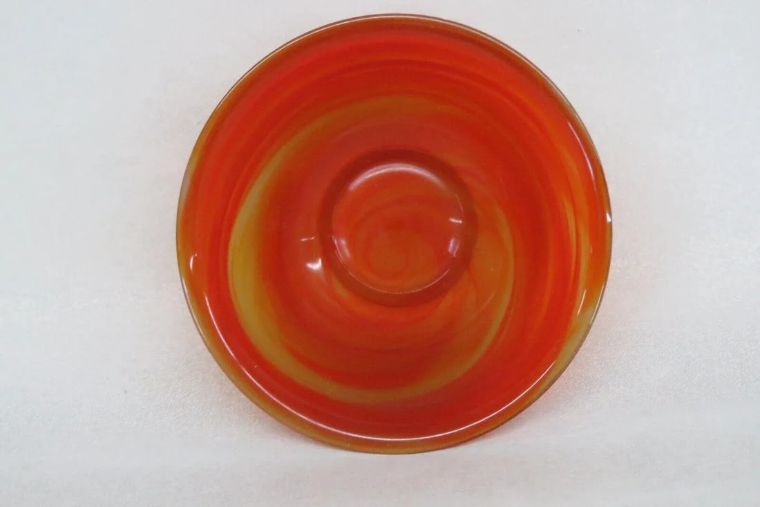 Vintage Art Glass Amberina Orange and Yellow Small Bowl - 6