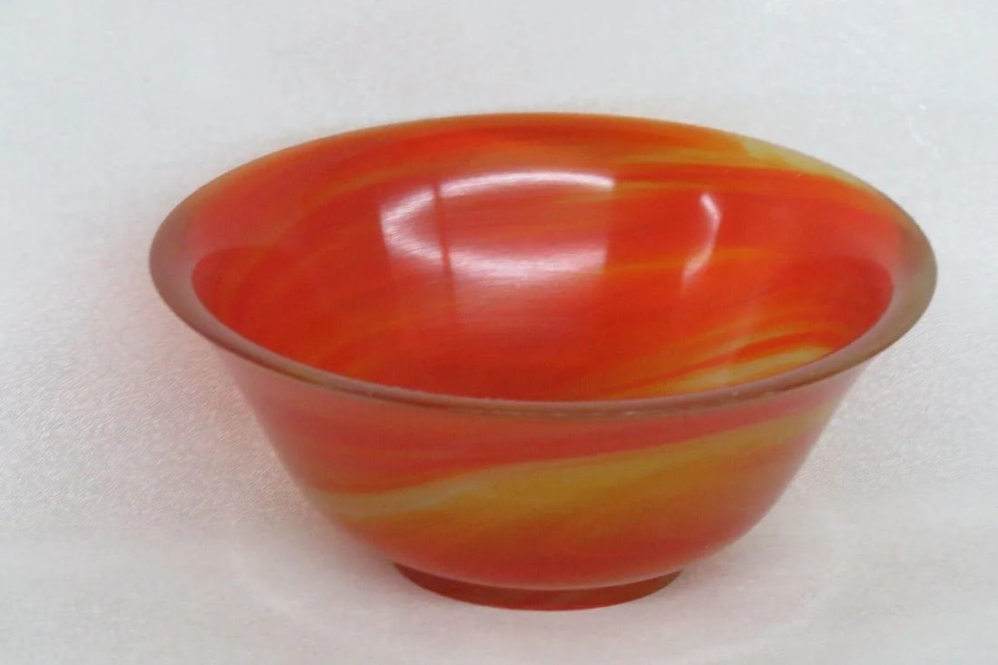Vintage Art Glass Amberina Orange and Yellow Small Bowl - 9
