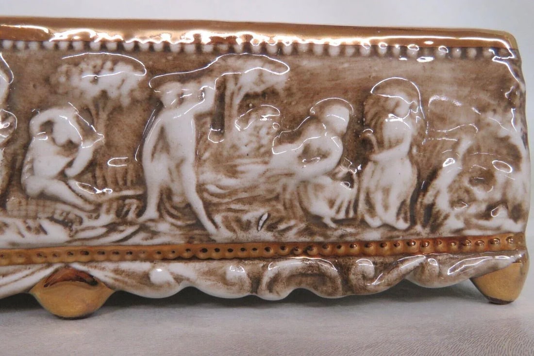 Capodimonte Italy Ceramic Cigarette Holder With 4 Personal Ashtrays - 10