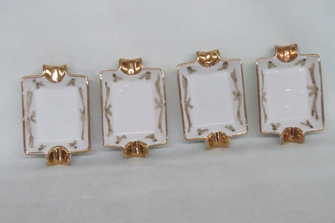 Capodimonte Italy Ceramic Cigarette Holder With 4 Personal Ashtrays - 6