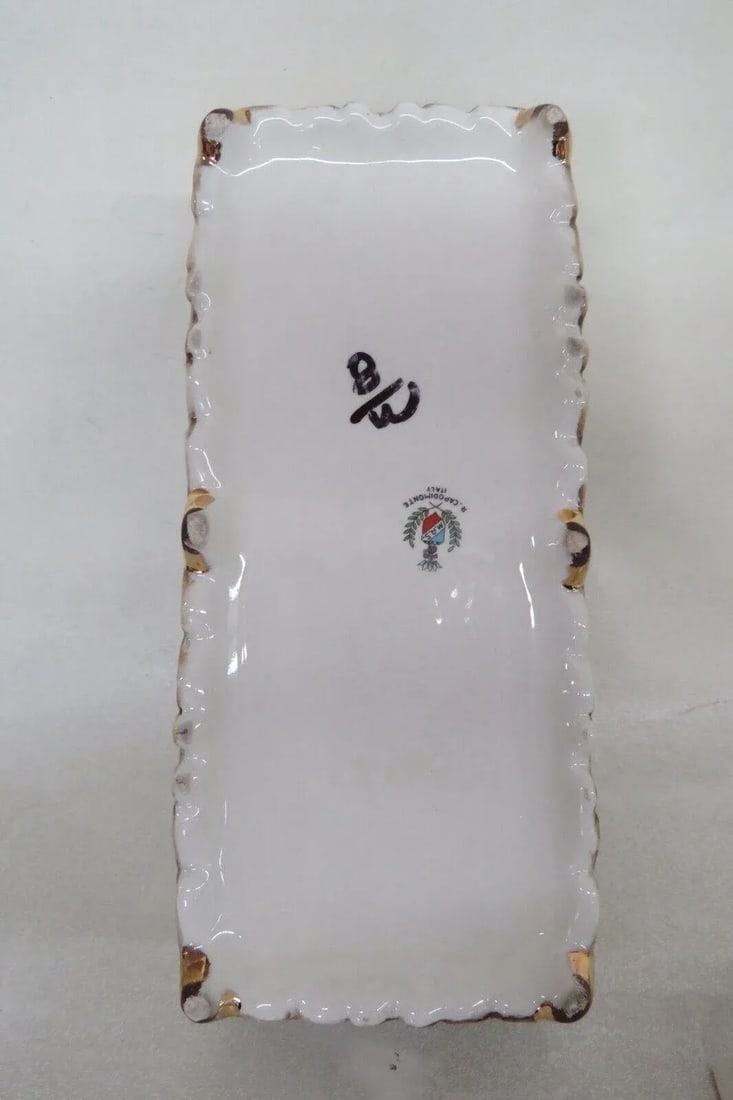 Capodimonte Italy Ceramic Cigarette Holder With 4 Personal Ashtrays - 8