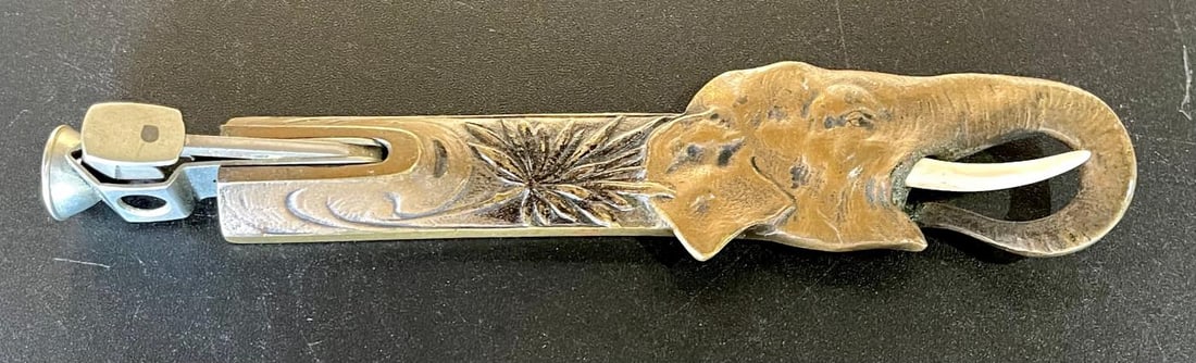 Collection of 5 Antique Metal Cigar Cutters Deer and Elephants - 9