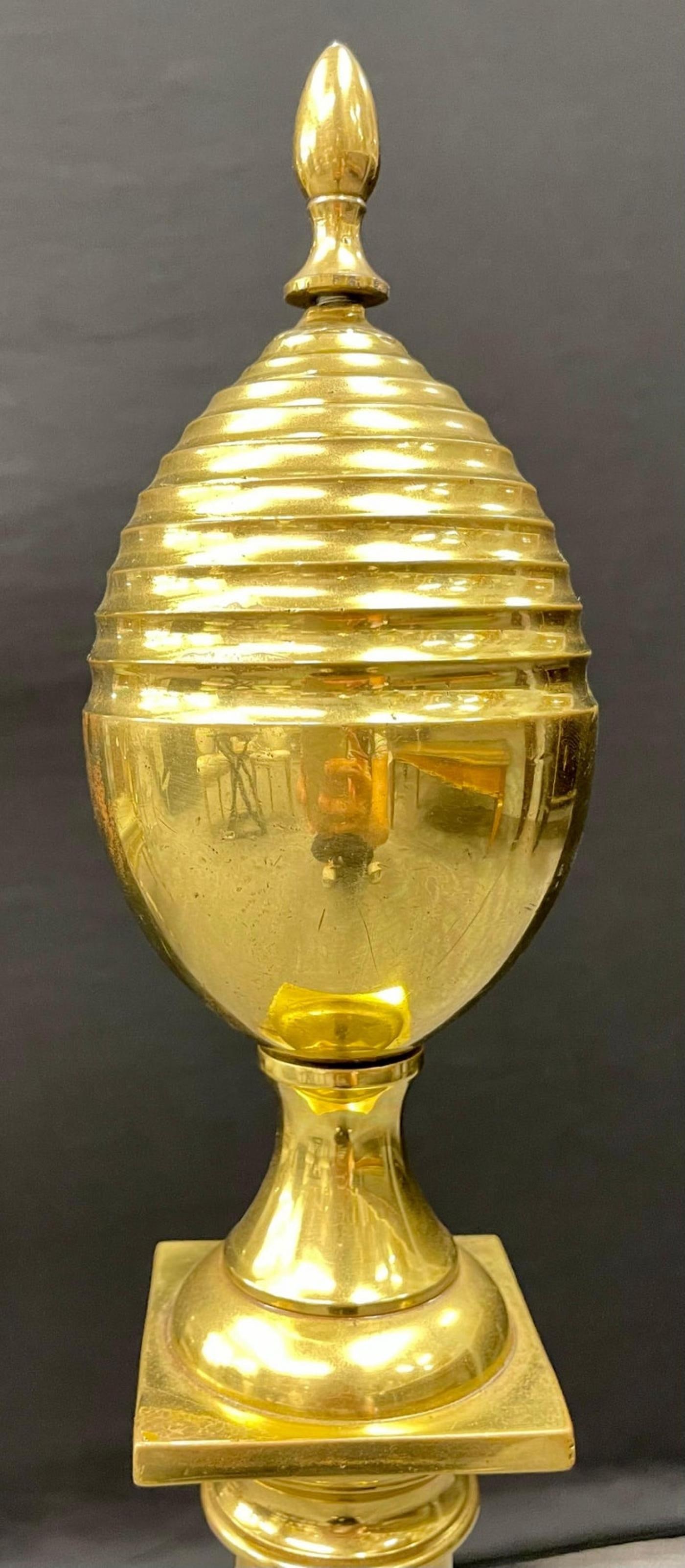 Pair of Large Bronze Georgian Style Andirons - 5