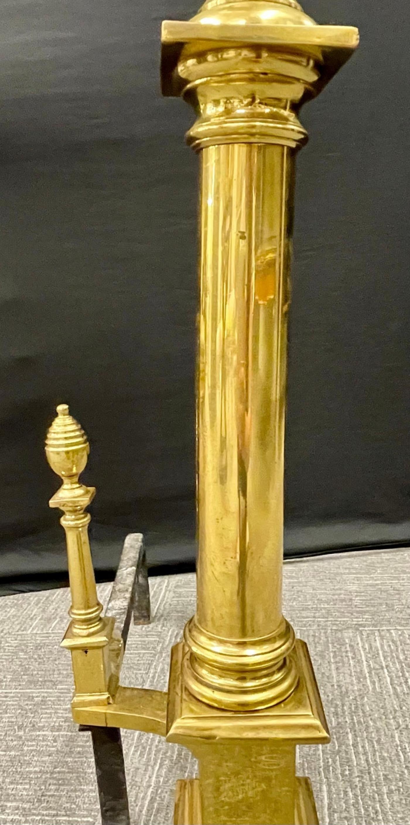 Pair of Large Bronze Georgian Style Andirons - 6