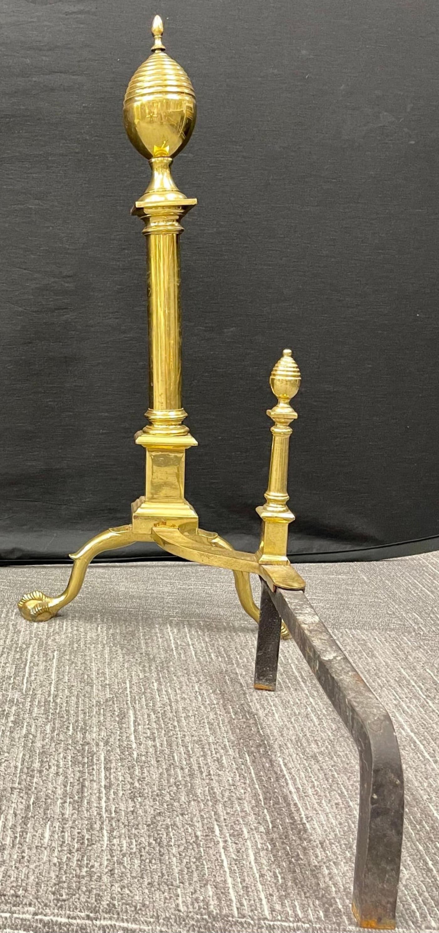 Pair of Large Bronze Georgian Style Andirons - 8