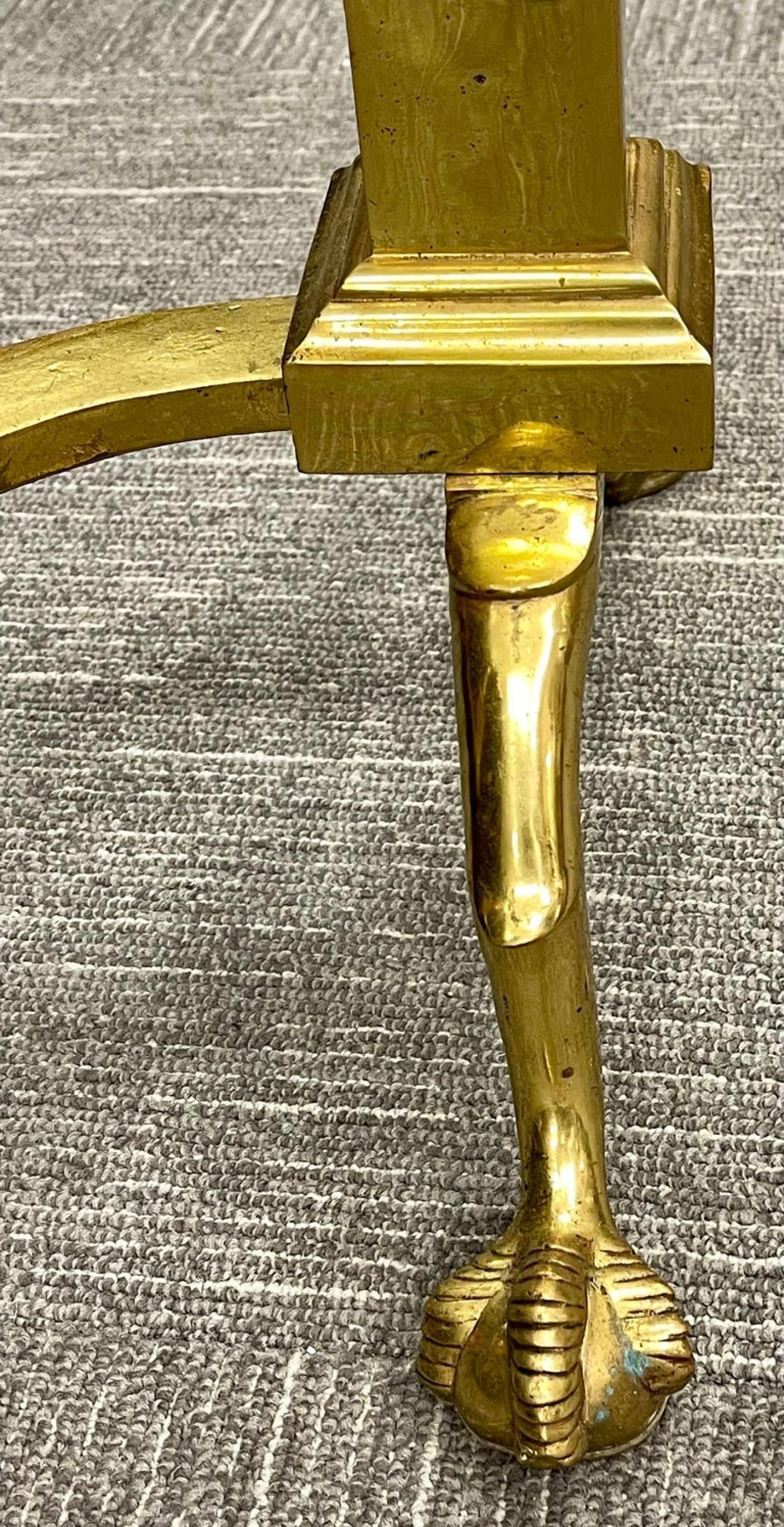 Pair of Large Bronze Georgian Style Andirons - 9