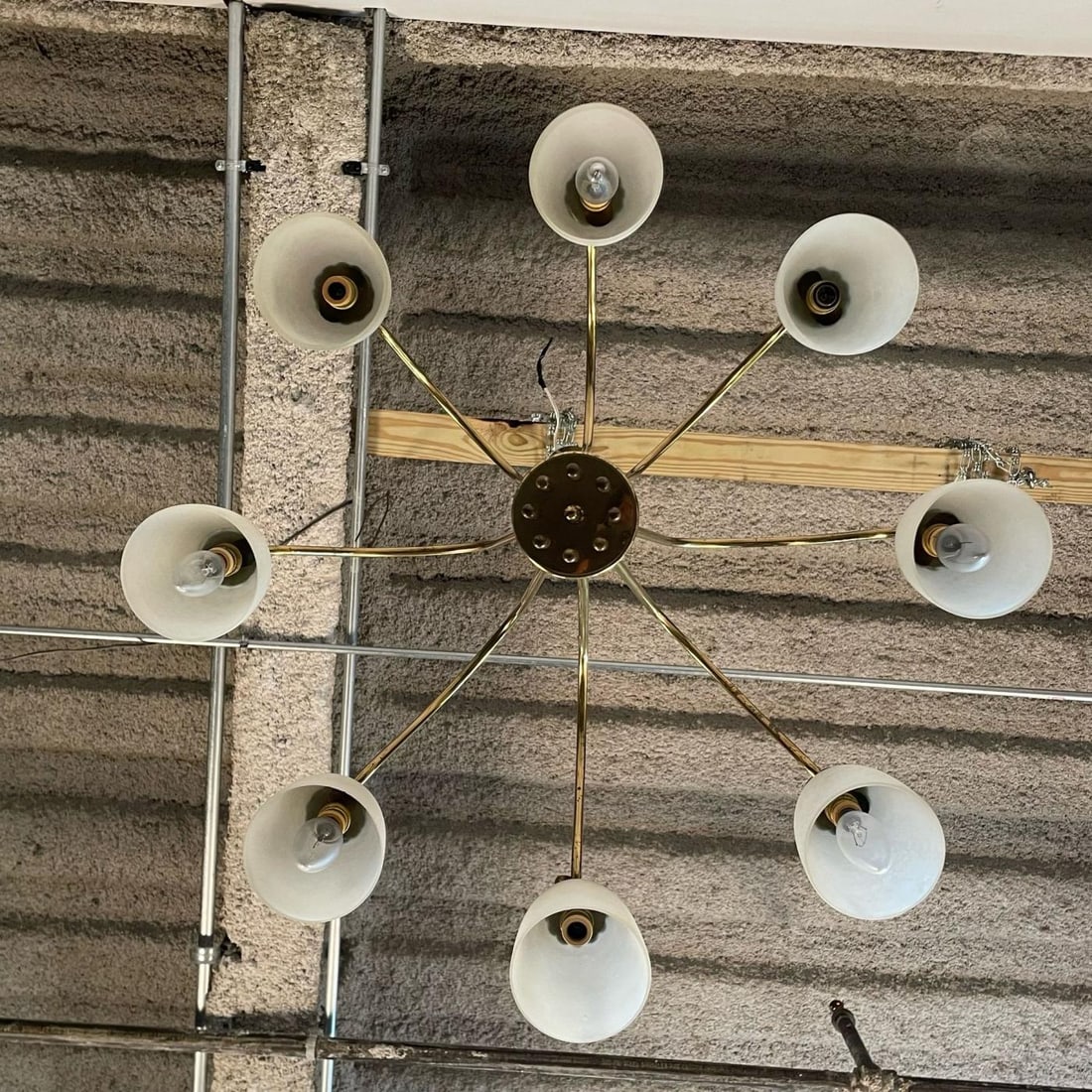 Angelo Lelli, Arredoluce, Italian Mid-Century Modern, Chandelier, Brass, 1960s - 12