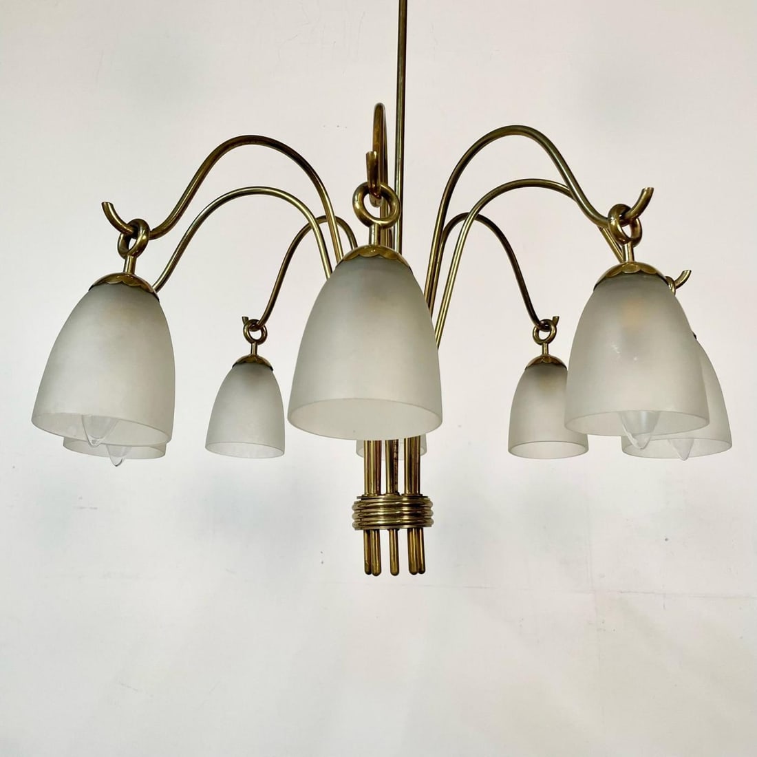 Angelo Lelli, Arredoluce, Italian Mid-Century Modern, Chandelier, Brass, 1960s - 7