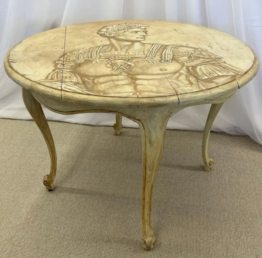 Mid-Century Modern Hand Painted Italian Center Table, Fornasetti Style - 4