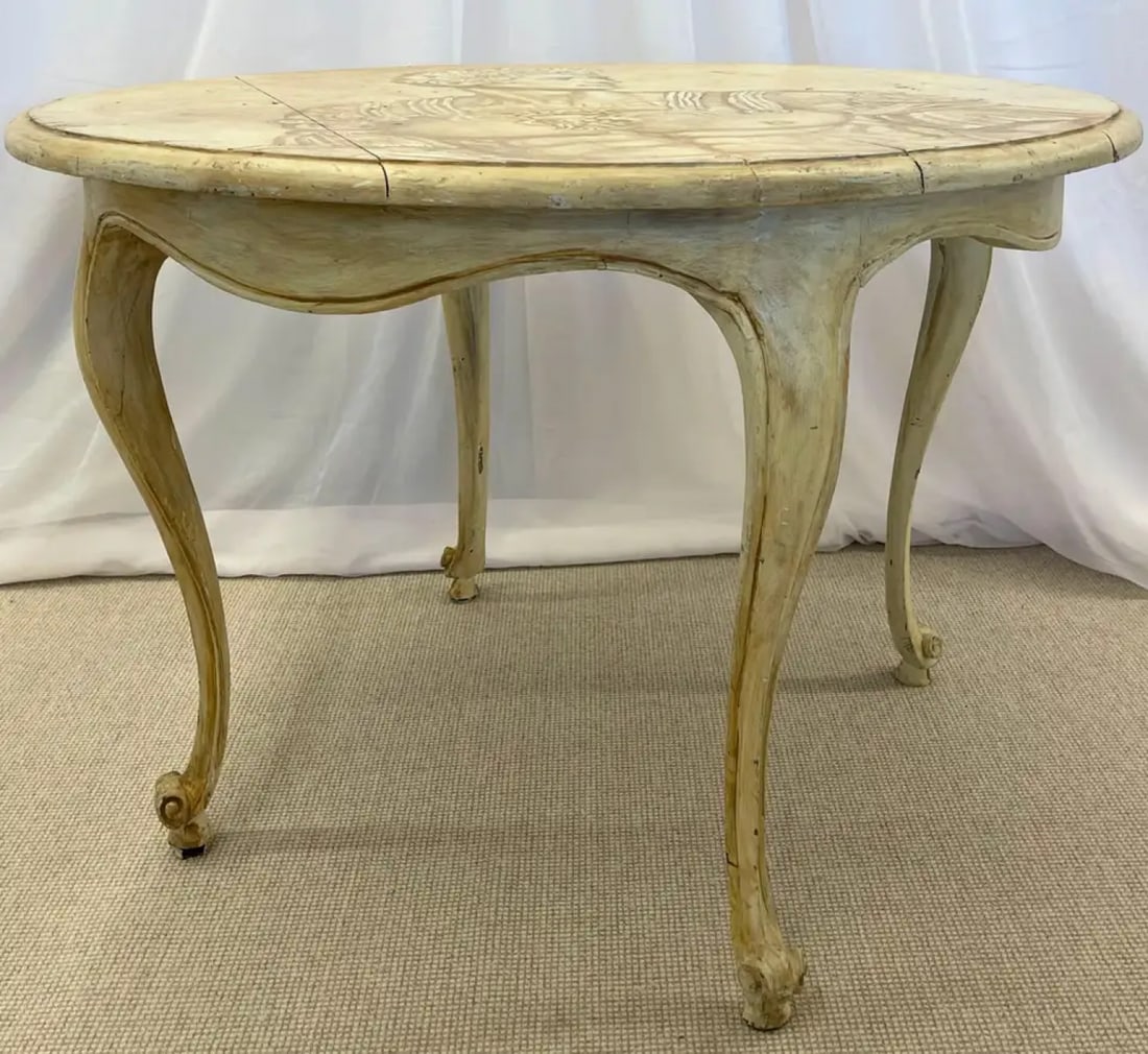 Mid-Century Modern Hand Painted Italian Center Table, Fornasetti Style - 5