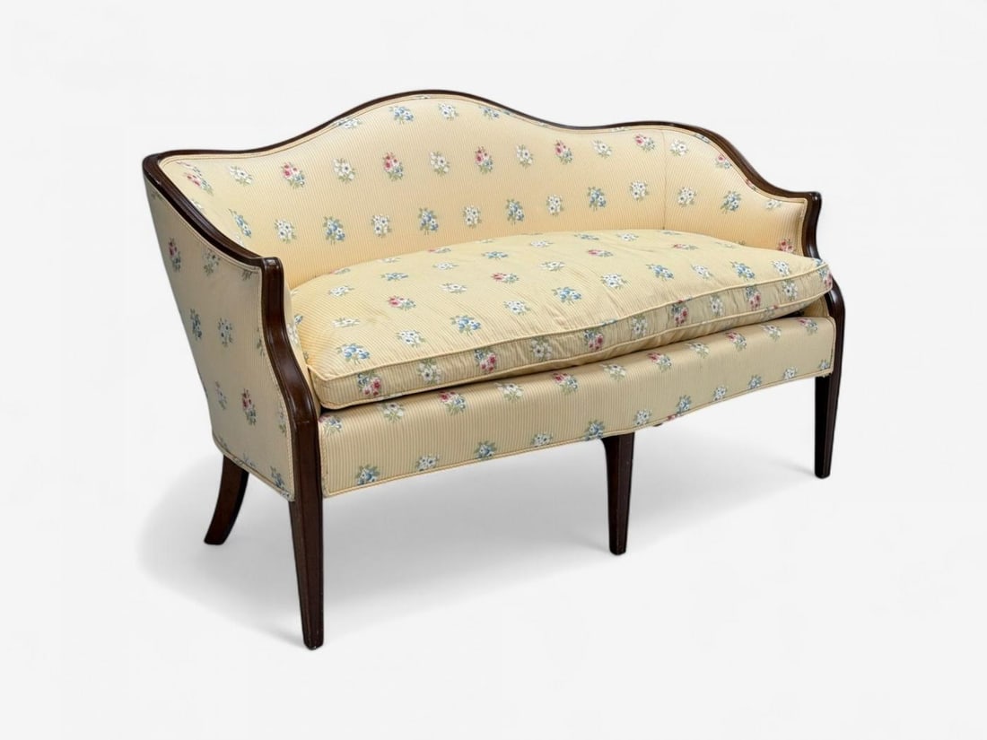 Hepplewhite Style, Mahogany, Scalamandre Upholstery, Loveseat, 1930s - 3