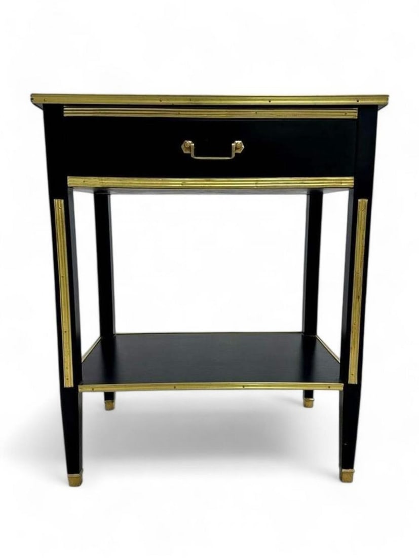 Maison Jansen Style, Hollywood Regency, Nightstands, Black Painted Wood, Brass - 4