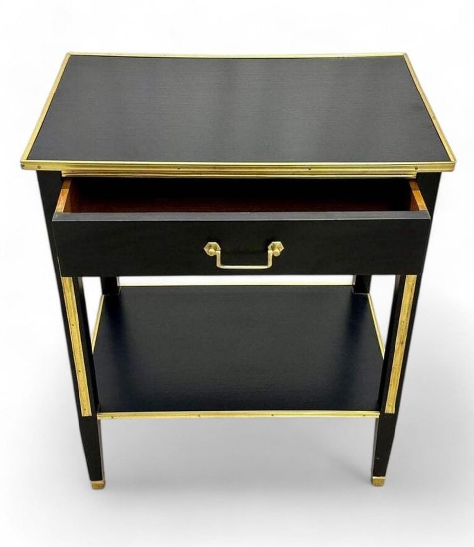 Maison Jansen Style, Hollywood Regency, Nightstands, Black Painted Wood, Brass - 6