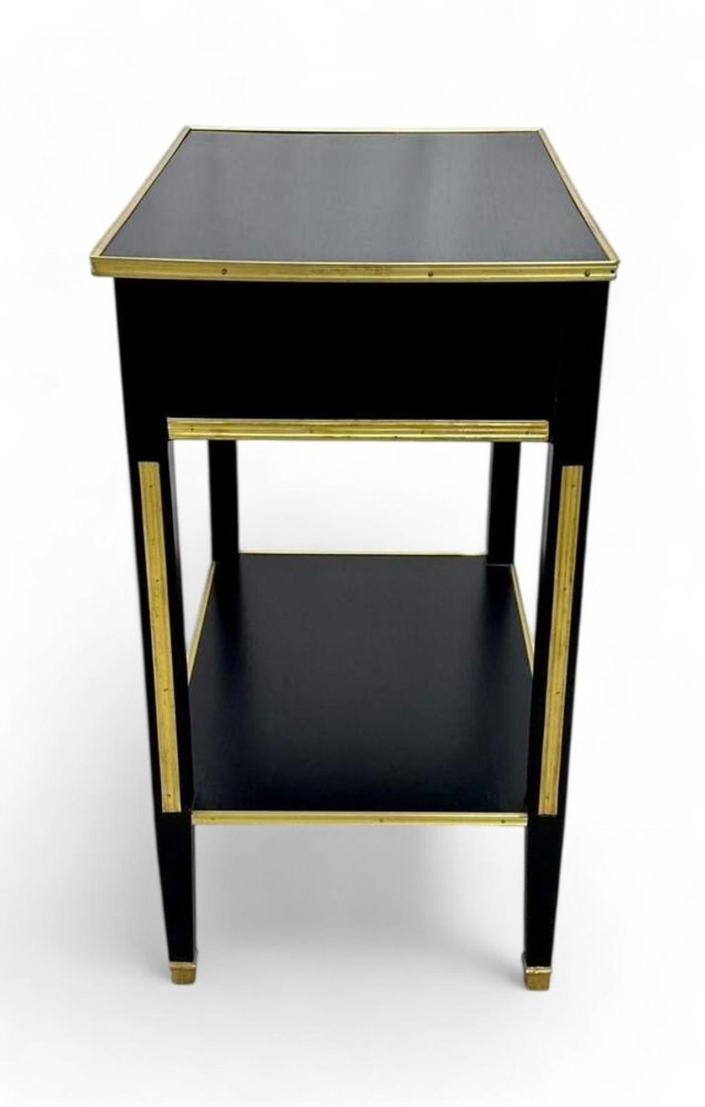 Maison Jansen Style, Hollywood Regency, Nightstands, Black Painted Wood, Brass - 7
