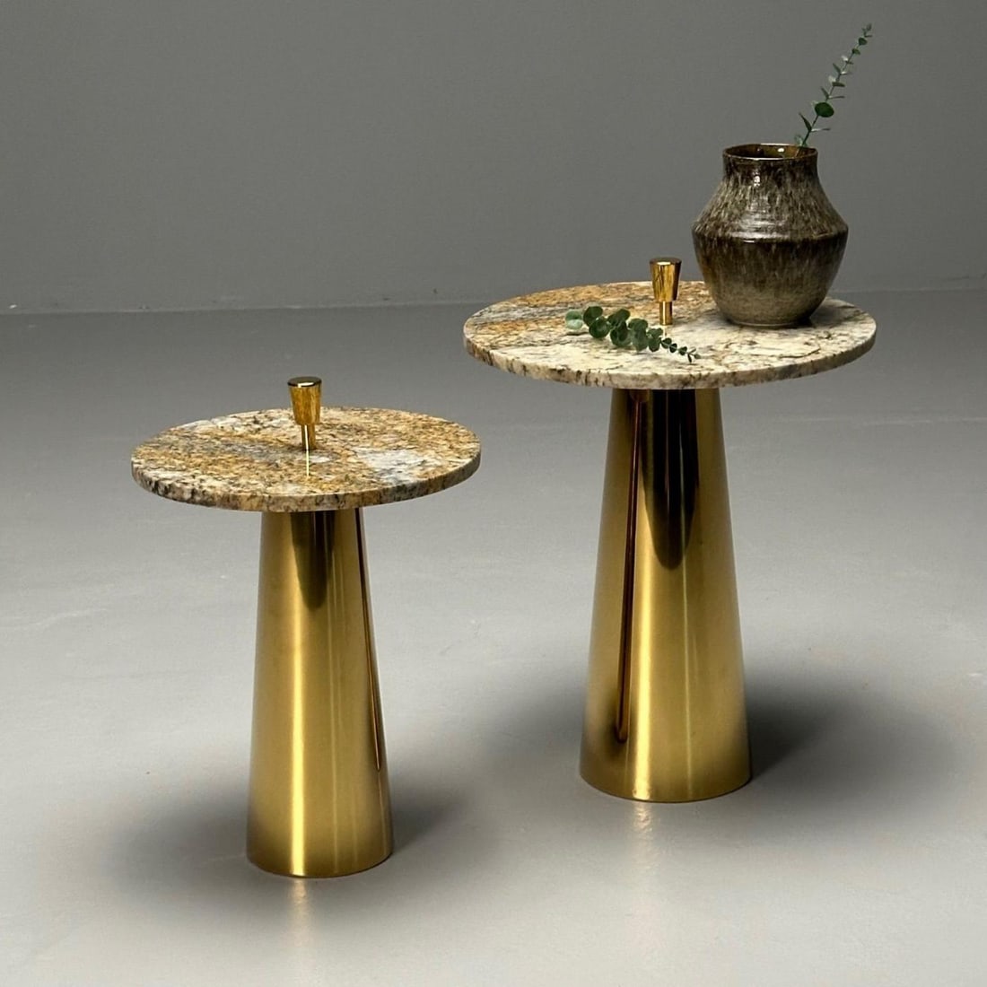 Italian Mid-Century Modern Style, Contemporary, Nesting Side Tables, Brass - 3