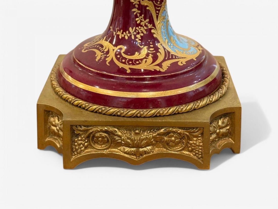 Sevres, Porcelain, Gilt Metal, Vase with Cherub and Maiden, France, 19th C. - 12