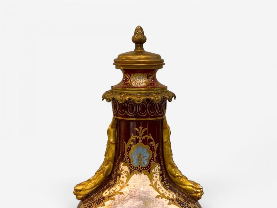 Sevres, Porcelain, Gilt Metal, Vase with Cherub and Maiden, France, 19th C. - 6