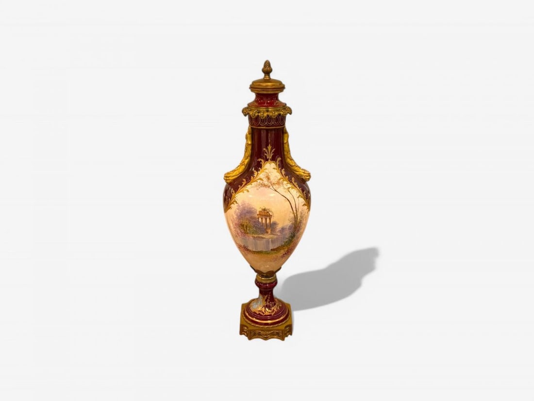 Sevres, Porcelain, Gilt Metal, Vase with Cherub and Maiden, France, 19th C. - 9