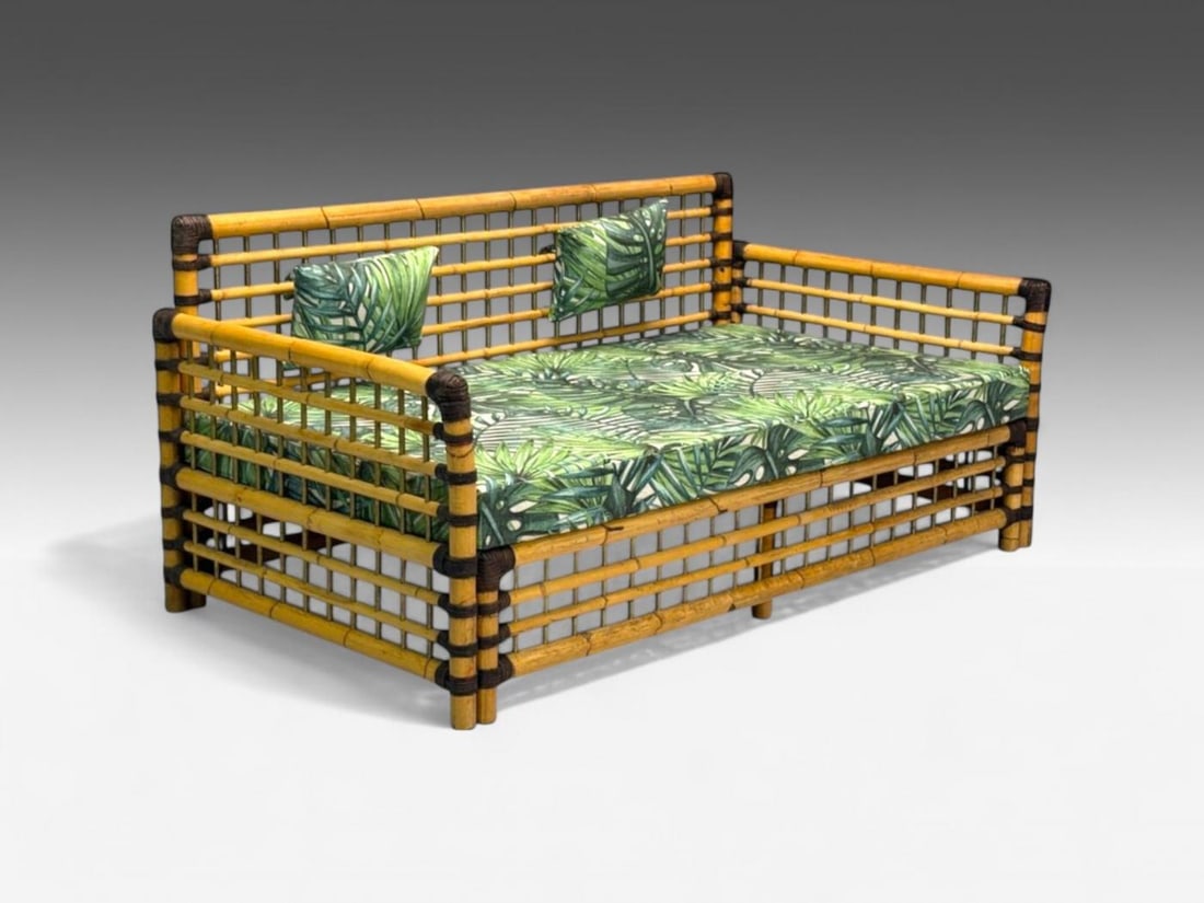 Studio Smania, Italian Modern, Bamboo, Cane, Fabric, Sofa, Italy, 1970s - 3