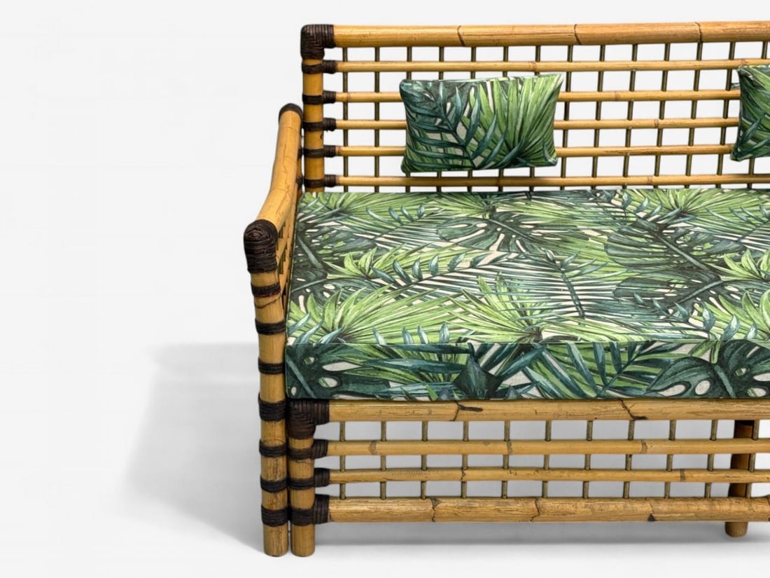 Studio Smania, Italian Modern, Bamboo, Cane, Fabric, Sofa, Italy, 1970s - 6