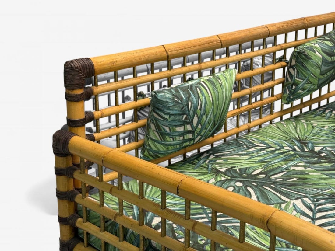 Studio Smania, Italian Modern, Bamboo, Cane, Fabric, Sofa, Italy, 1970s - 9