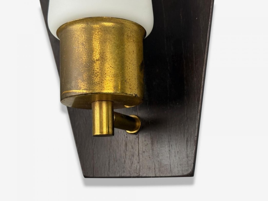 Danish Modern, Teak, Brass, Opaline Glass, Wall Lights, Denmark, 1960s - 8