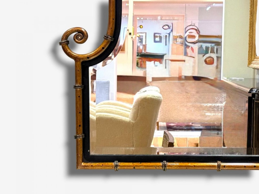 Hollywood Regency, Faux Bamboo Gilt Metal, Pagoda Form Wall Mirrors, USA, 1960s - 6